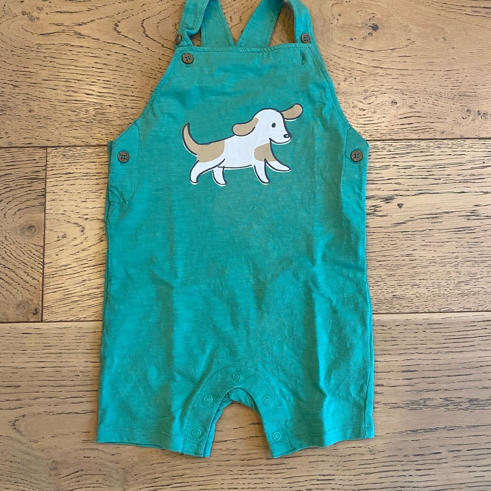 Green Dog Print Baby Romper